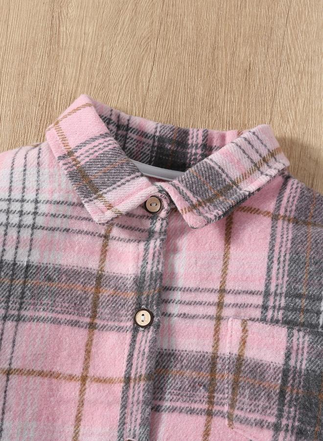 Take Two Girls Checked Pocket Detail Buttoned Jacket - Image 2